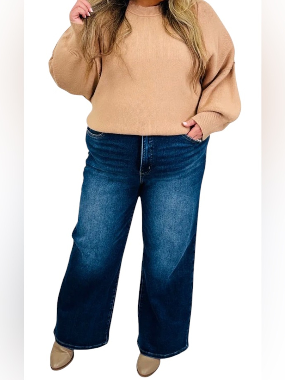 MOCO Boutique | NEW Blue Denim Wide Leg Women’s Jeans size 20W Tummy Control
